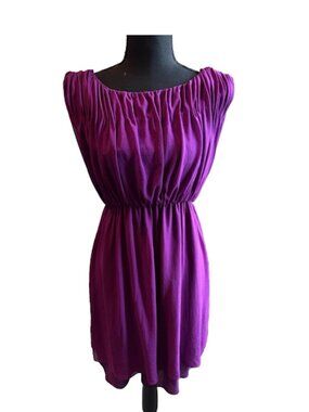 Alice + Olivia Purple Sleeveless Mini Dress Ruched Waist A Line Party Cocktail